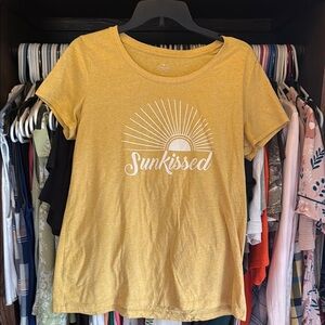 Golden Yellow Short Sleeve Tee with Sunburst Design